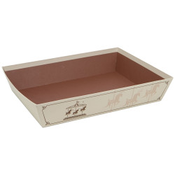 Corbeille carton rectangulaire beige Carrousel 36x27x7 cm
