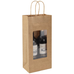 Sac 2 bouteilles kraft a fenetre marron