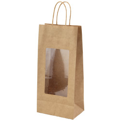 Sac 2 bouteilles kraft a fenetre marron