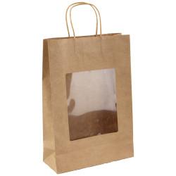Sac 3 bouteilles kraft a fenetre marron