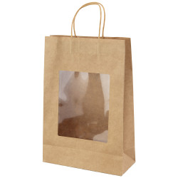 Sac 3 bouteilles kraft a fenetre marron