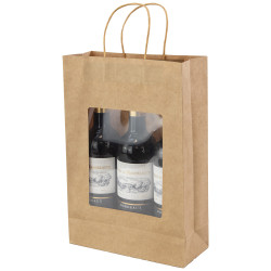 Sac 3 bouteilles kraft a fenetre marron