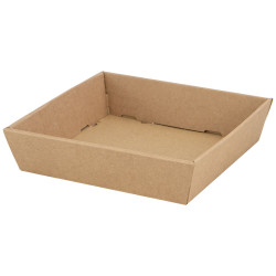 Corbeille carton carree marron Kraft 22x22x5cm