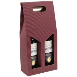 Porte 2 bouteilles Kraft Rainure Bordeaux 