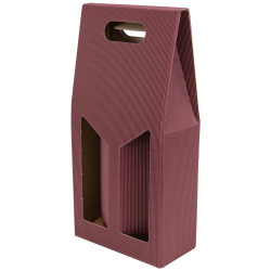Porte 2 bouteilles Kraft Rainure Bordeaux 