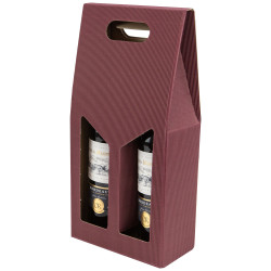 Porte 2 bouteilles Kraft Rainure Bordeaux 