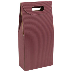 Porte 2 bouteilles Kraft Rainure Bordeaux 