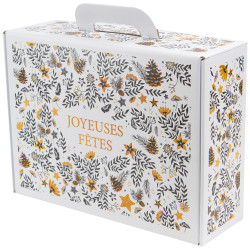 Valisette carton rectangulaire 36,5x27x12cm Joyeuses fetes