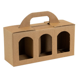 Coffret kraft 3 bocaux 25x8x12 finition graine