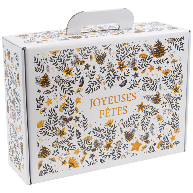 Valisette carton rectangulaire 41,5x33x12,5cm Joyeuses fetes
