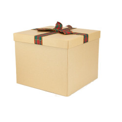 Boite Carton Plat Ruban Tartan