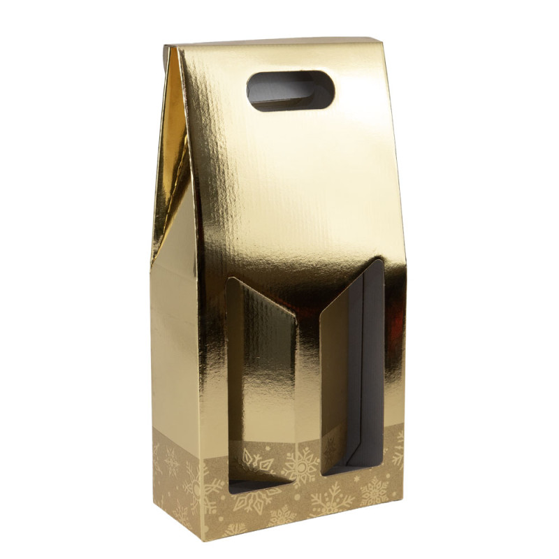 Porte 2 bouteilles doré 18x9x38 cm