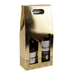 Porte 2 bouteilles doré 18x9x38 cm