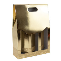 Porte 3 bouteilles doré 27x9x38 cm
