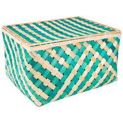 Coffret bambou rectangulaire vert Verde 46x37x28 cm