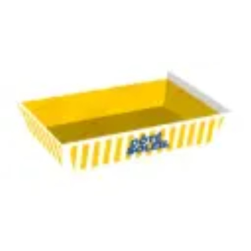 Corbeille rectangulaire carton, rayée blanc/jaune –  Côté Soleil – 27 × 20 × 5 cm