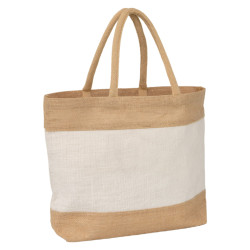 Sac rectangulaire en jute naturel et blanc - 44 x 11 x 33 cm