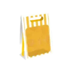 Pochette rectangulaire carton avec fenêtre, rayée blanc et jaune – Côté Soleil – 16 × 8 × 19 cm