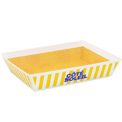 Corbeille carton rectangulaire, rayée blanc et jaune – Côté Soleil – 27 x 20 x 5 cm
