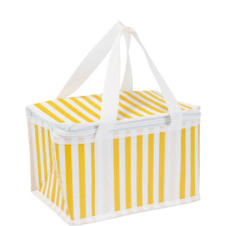 Sac isotherme rectangulaire rayé blanc et jaune – Côté Soleil – 24 x 16 x 15 cm