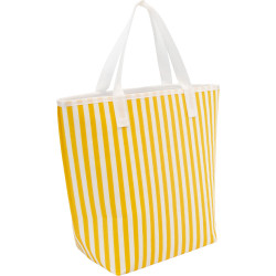Sac cabas isotherme rectangulaire rayé blanc et jaune – Côté Soleil – 41 x 17 x 34 cm