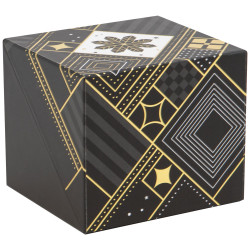 Coffret carton rectangulaire carré "Parfait" noir, blanc, dorure à chaud – Prestige – 12,5 x 11 x 10,5 cm