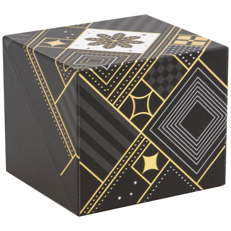 Coffret carton rectangulaire carré "Parfait" noir, blanc, dorure à chaud – Prestige – 12,5 x 11 x 10,5 cm