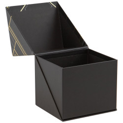 Coffret carton rectangulaire carré "Parfait" noir, blanc, dorure à chaud – Prestige – 12,5 x 11 x 10,5 cm