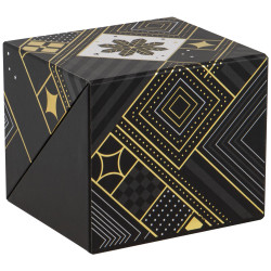 Coffret carton rectangulaire carré "Parfait" noir, blanc, dorure à chaud – Prestige – 12,5 x 11 x 10,5 cm