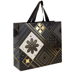 Sac luxe rectangulaire carton noir, blanc, dorure à chaud – Prestige – 19 x 9 x 27 cm