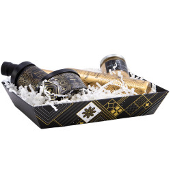 Corbeille rectangulaire carton noir, blanc, dorure à chaud – Prestige – 27 x 20 x 5 cm