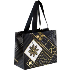 Sac luxe rectangulaire carton noir, blanc, dorure à chaud – Prestige – 20 x 10 x 17 cm