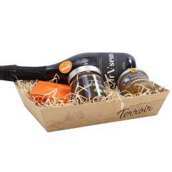 Corbeille rectangulaire en carton kraft et marron – Terroir – 27 x 20 x 5 cm