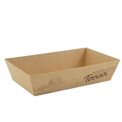 Corbeille rectangulaire en carton kraft et marron – Terroir – 33 x 20 x 7 cm