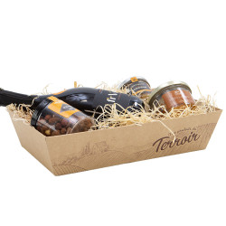 Corbeille rectangulaire en carton kraft et marron – Terroir – 33 x 20 x 7 cm