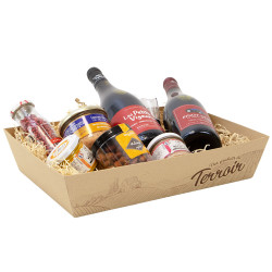 Corbeille rectangulaire en carton kraft et marron – Terroir – 36 x 27 x 7 cm