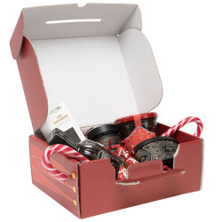 Valisette carton rectangulaire rouge/jaune, livrée à plat – Casse-Noisette – 25 x 19 x 10 cm