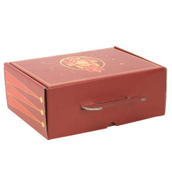 Valisette carton rectangulaire rouge/jaune, livrée à plat – Casse-Noisette – 25 x 19 x 10 cm