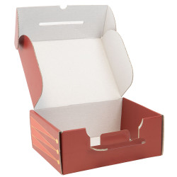 Valisette carton rectangulaire rouge/jaune, livrée à plat – Casse-Noisette – 25 x 19 x 10 cm