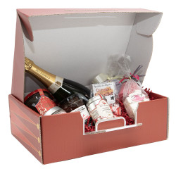 Valisette carton rectangulaire rouge/jaune, livrée à plat – Casse-Noisette – 36,5 x 27 x 12 cm