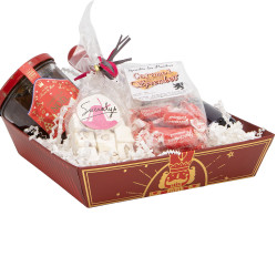 Corbeille carton carrée rouge et or – Casse-Noisette – 22 x 22 x 5 cm