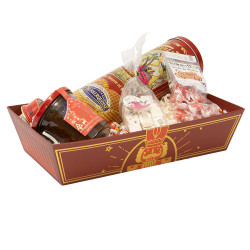 Corbeille carton rectangulaire rouge et or – Casse-Noisette – 36 x 27 x 7 cm