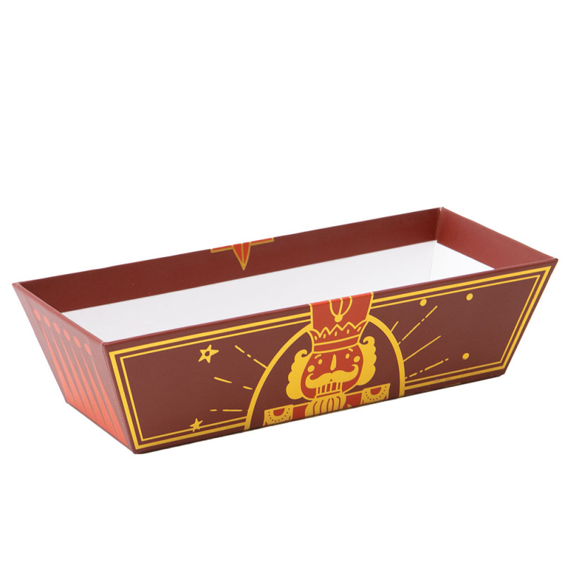 Corbeille carton banneton rectangulaire rouge et or – Casse-Noisette – 24 x 10 x 6 cm