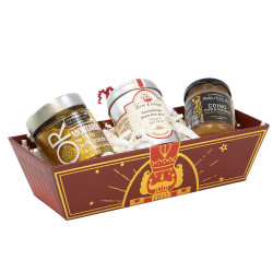 Corbeille carton banneton rectangulaire rouge et or – Casse-Noisette – 24 x 10 x 6 cm