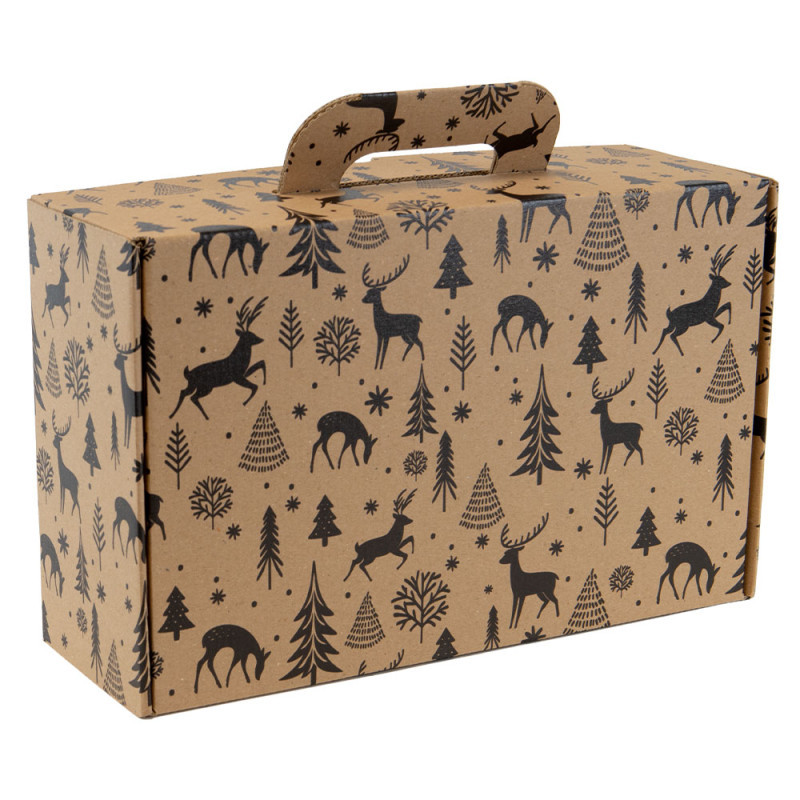 Valisette rectangulaire en carton kraft et noir – Forêt Noire – 34,5 x 22 x 12 cm