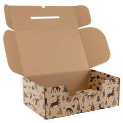 Valisette rectangulaire en carton kraft et noir – Forêt Noire – 34,5 x 22 x 12 cm