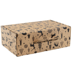 Valisette rectangulaire en carton kraft et noir – Forêt Noire – 34,5 x 22 x 12 cm