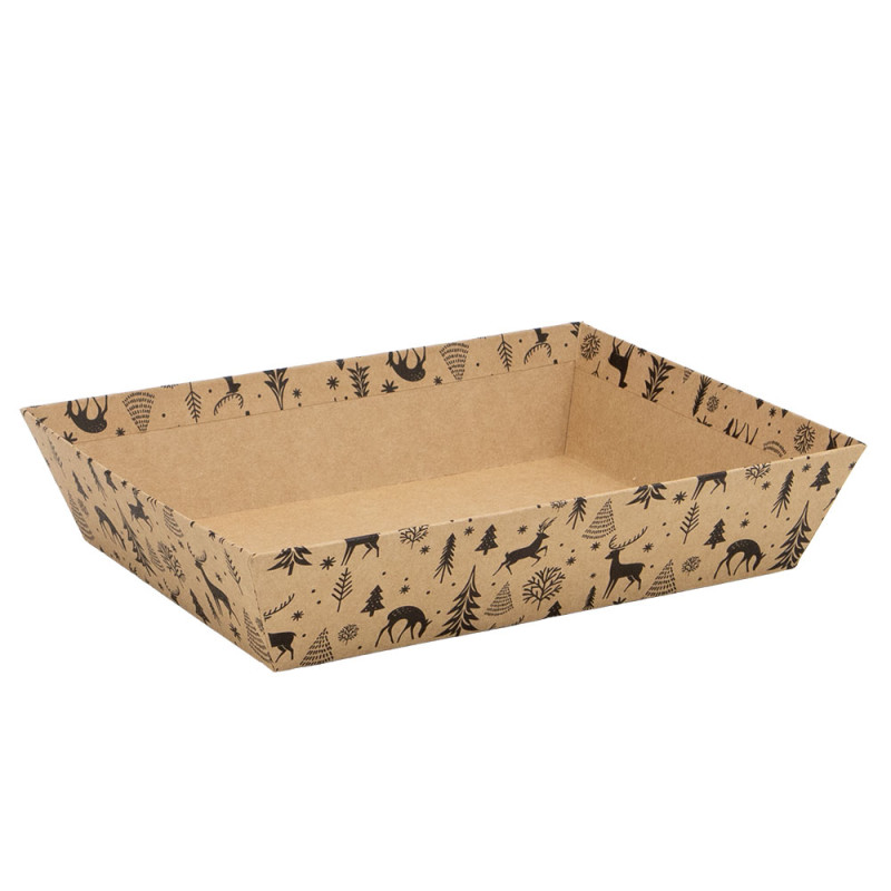 Corbeille rectangulaire en carton kraft et noir – Forêt Noire – 27 x 20 x 5 cm