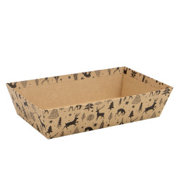 Corbeille rectangulaire en carton kraft et noir – Forêt Noire – 33 x 20 x 7 cm