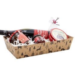 Corbeille rectangulaire en carton kraft et noir – Forêt Noire – 33 x 20 x 7 cm